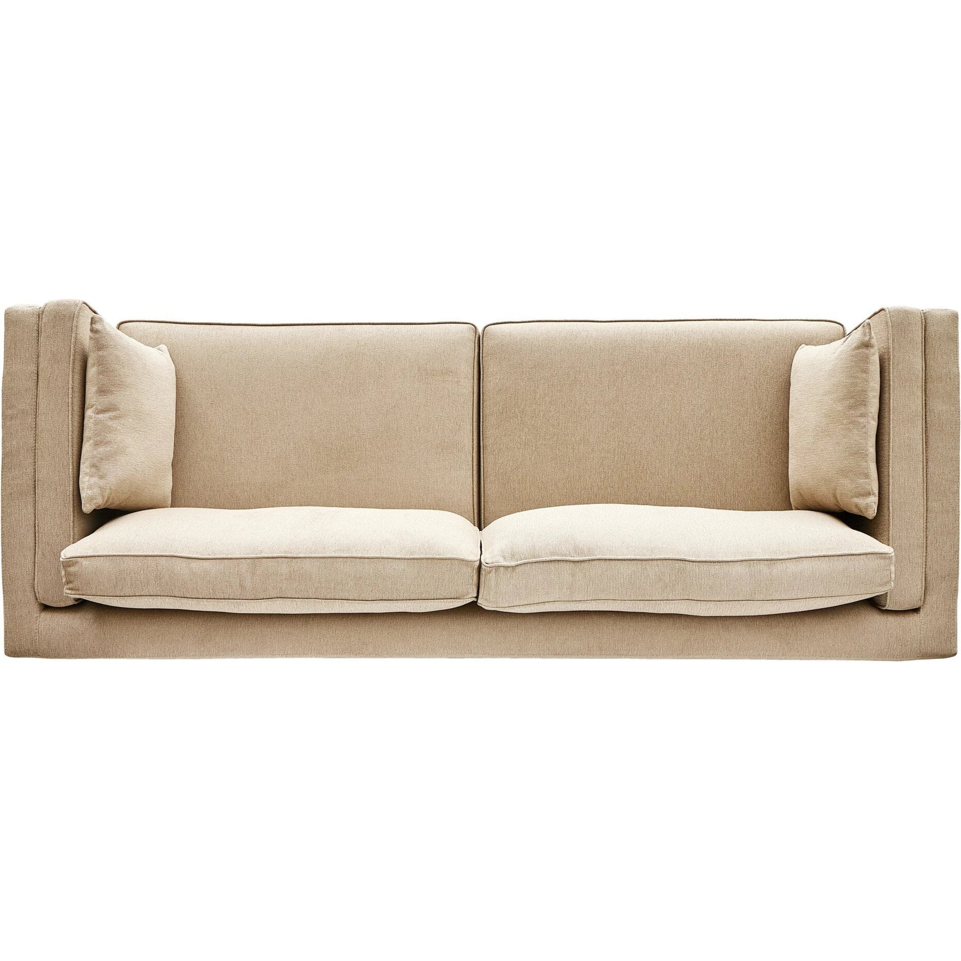 Lawrence Sofa by Four Hands in nova taupe, dark auburn. Made from 100% polyester, solid rosa morada, pine plywood in a transitional style.