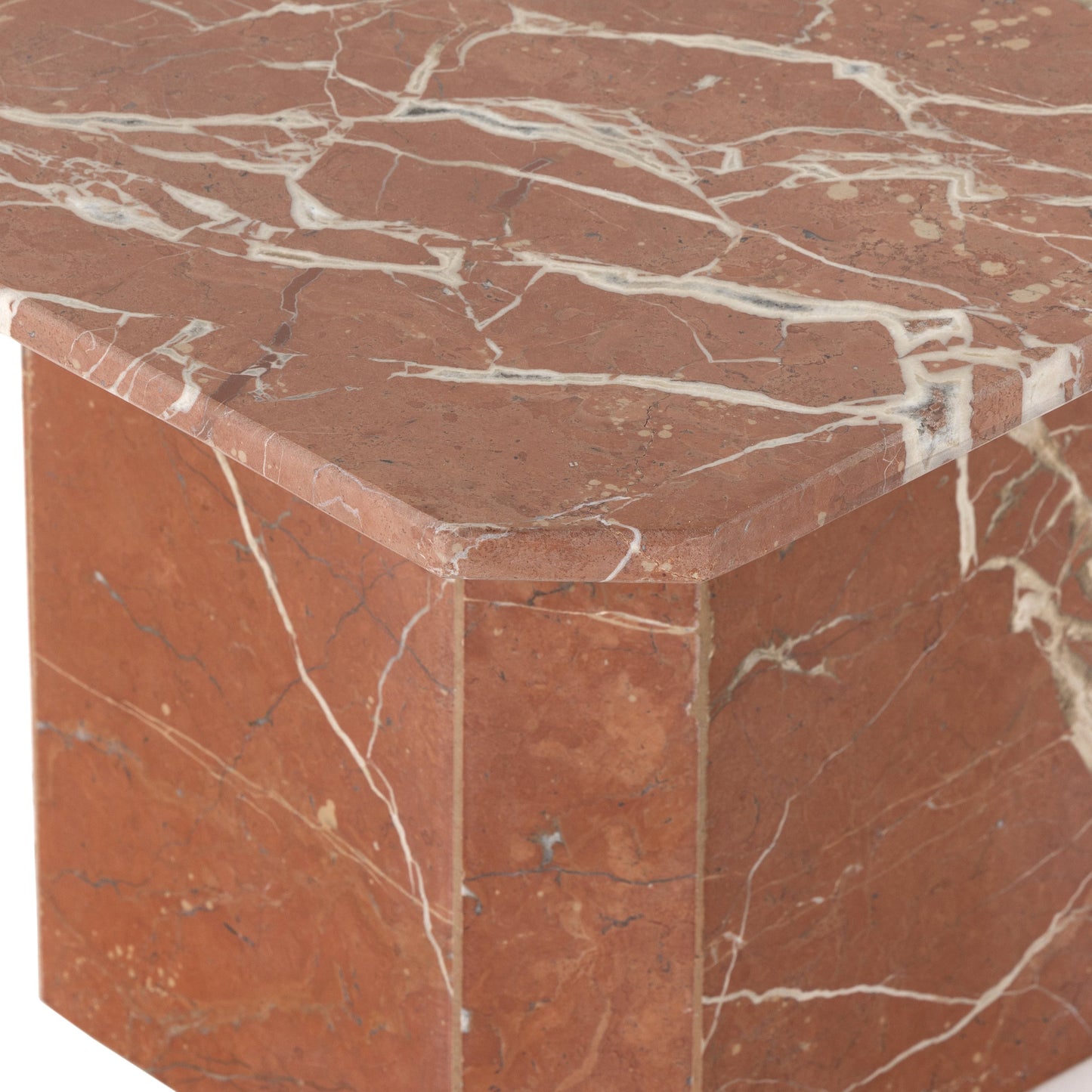006 SI-1903031 | Closeup | Edina Large Coffee Table by Four Hands in rusty marble. Made from solid marble, engineered hardwood in a modern style.