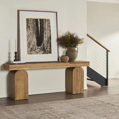 Keane Console Table by Four Hands. Made from solid reclaimed elm, solid nettlewood in a modern style.