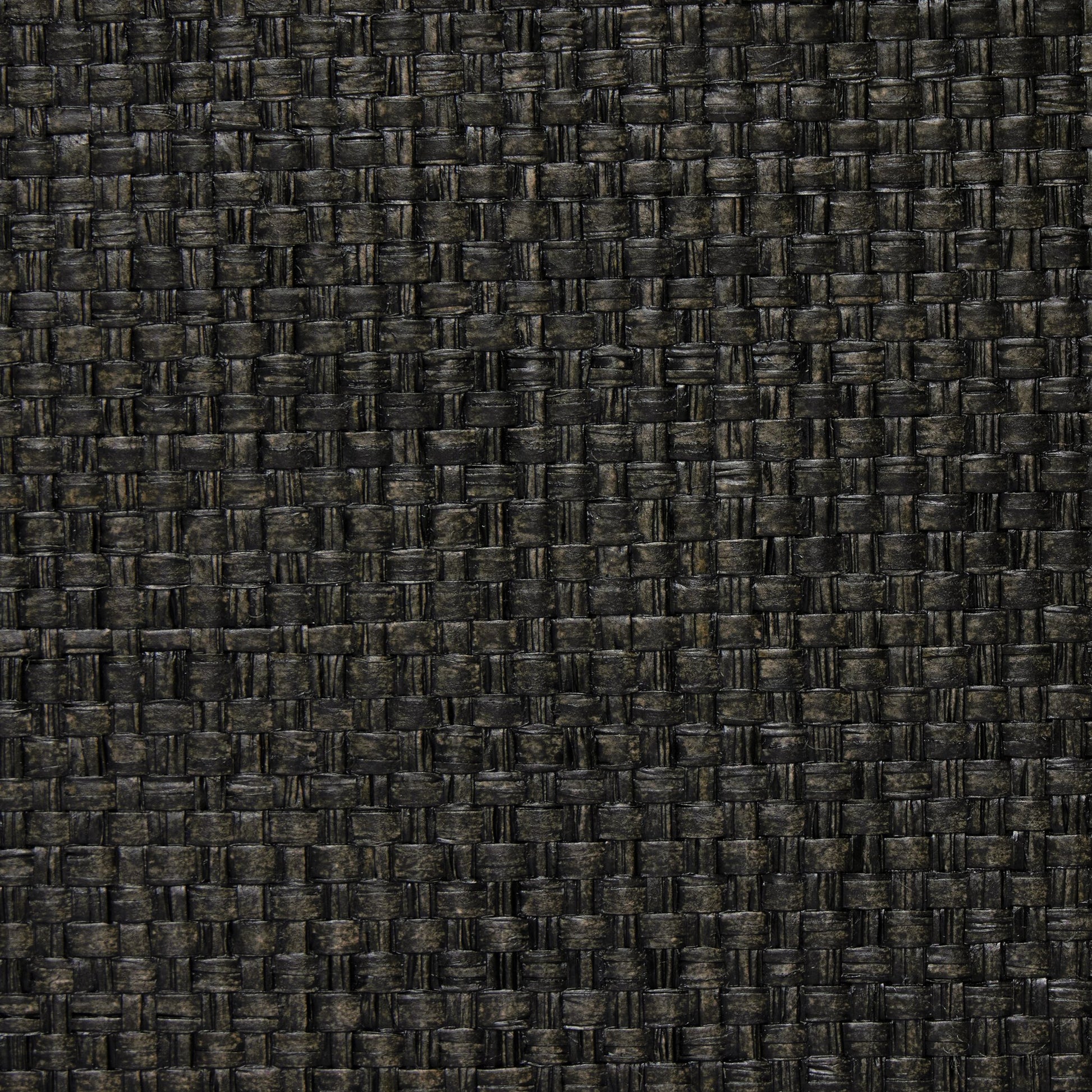 Fiona Nightstand by Four Hands in black raffia. Made from sugar palm, solid mahogany, iron in a modern style.