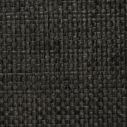 Fiona Nightstand by Four Hands in black raffia. Made from sugar palm, solid mahogany, iron in a modern style.