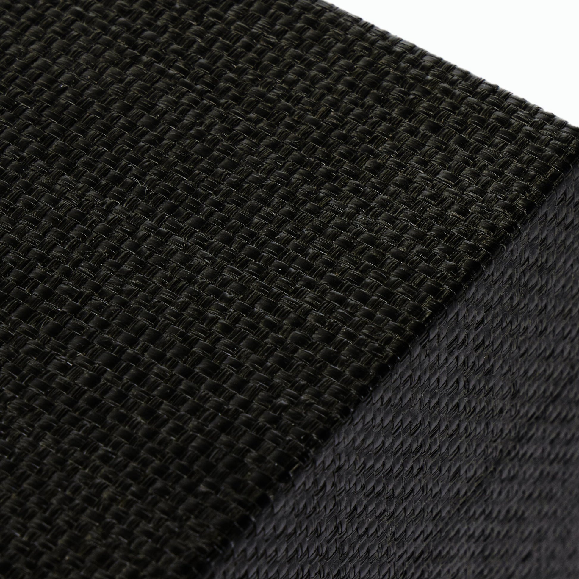 Fiona Nightstand by Four Hands in black raffia. Made from sugar palm, solid mahogany, iron in a modern style.