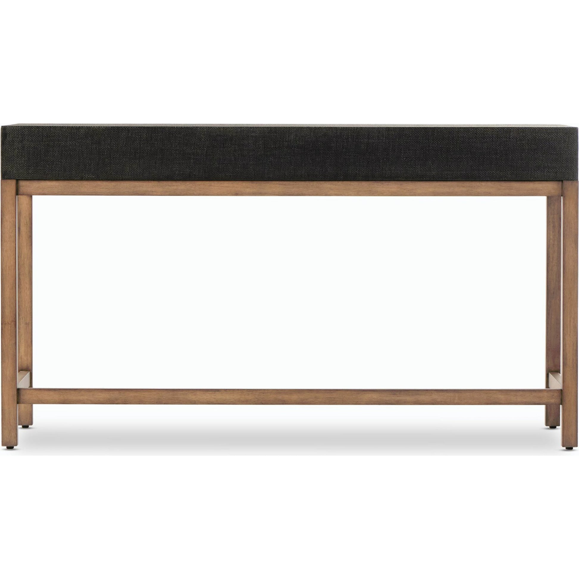 Fiona Desk by Four Hands in black raffia. Made from sugar palm, solid mahogany, iron in a modern style.