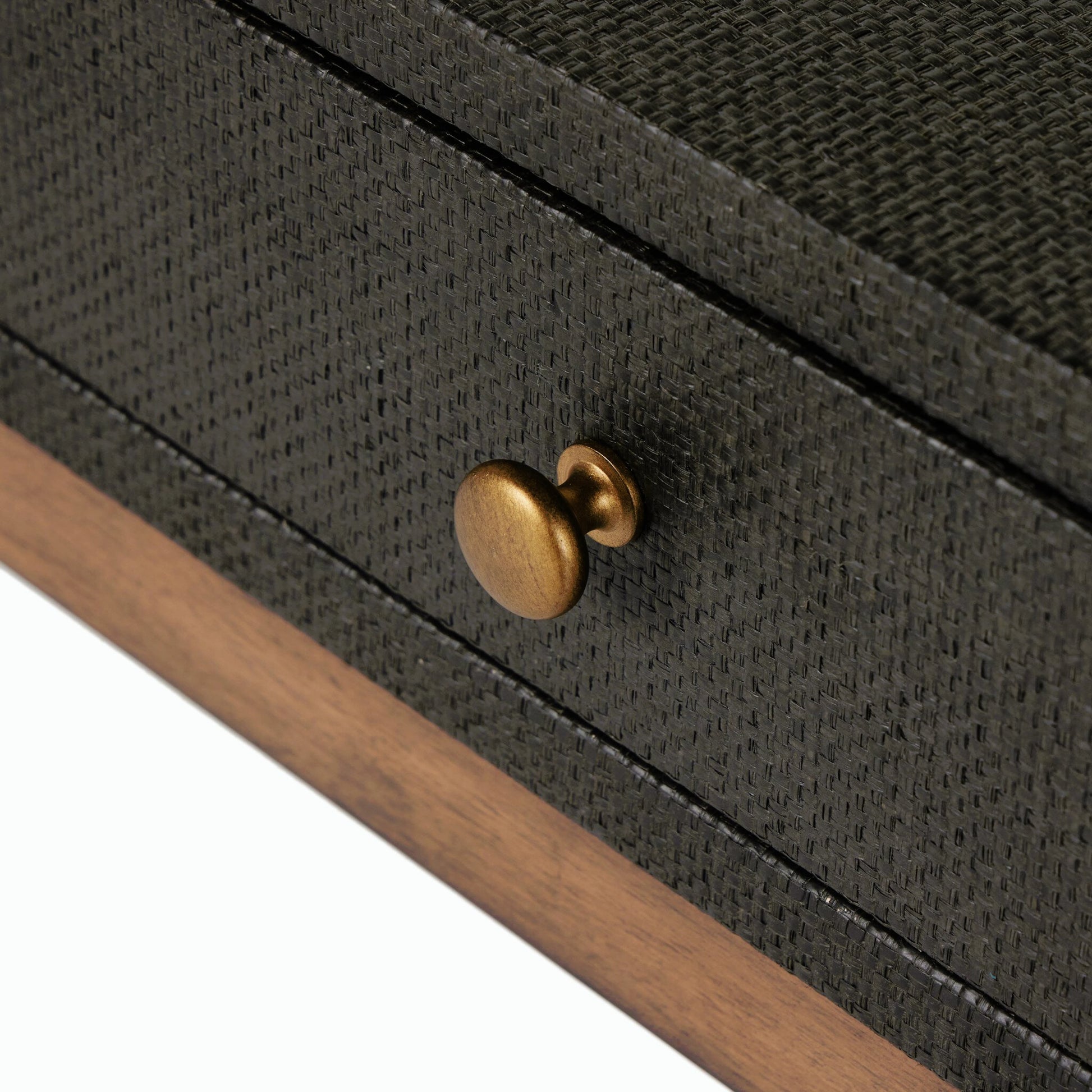 Fiona Desk by Four Hands in black raffia. Made from sugar palm, solid mahogany, iron in a modern style.