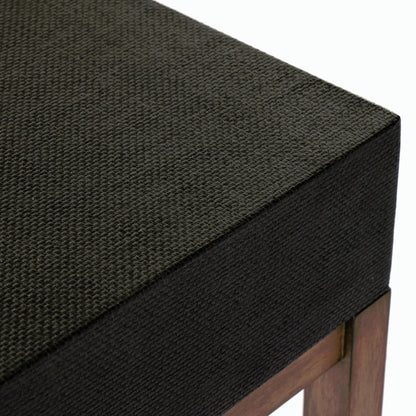 Fiona Desk by Four Hands in black raffia. Made from sugar palm, solid mahogany, iron in a modern style.