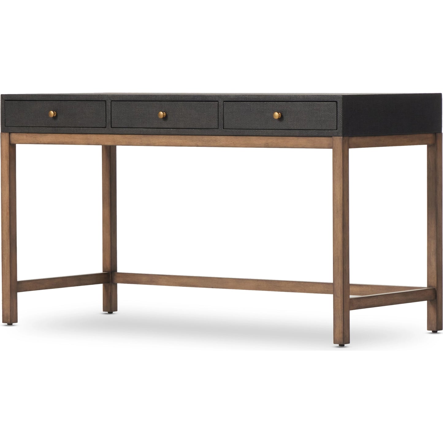 001 SI-2001311 | Additional Silo | Fiona Desk by Four Hands in black raffia. Made from sugar palm, solid mahogany, iron in a modern style.