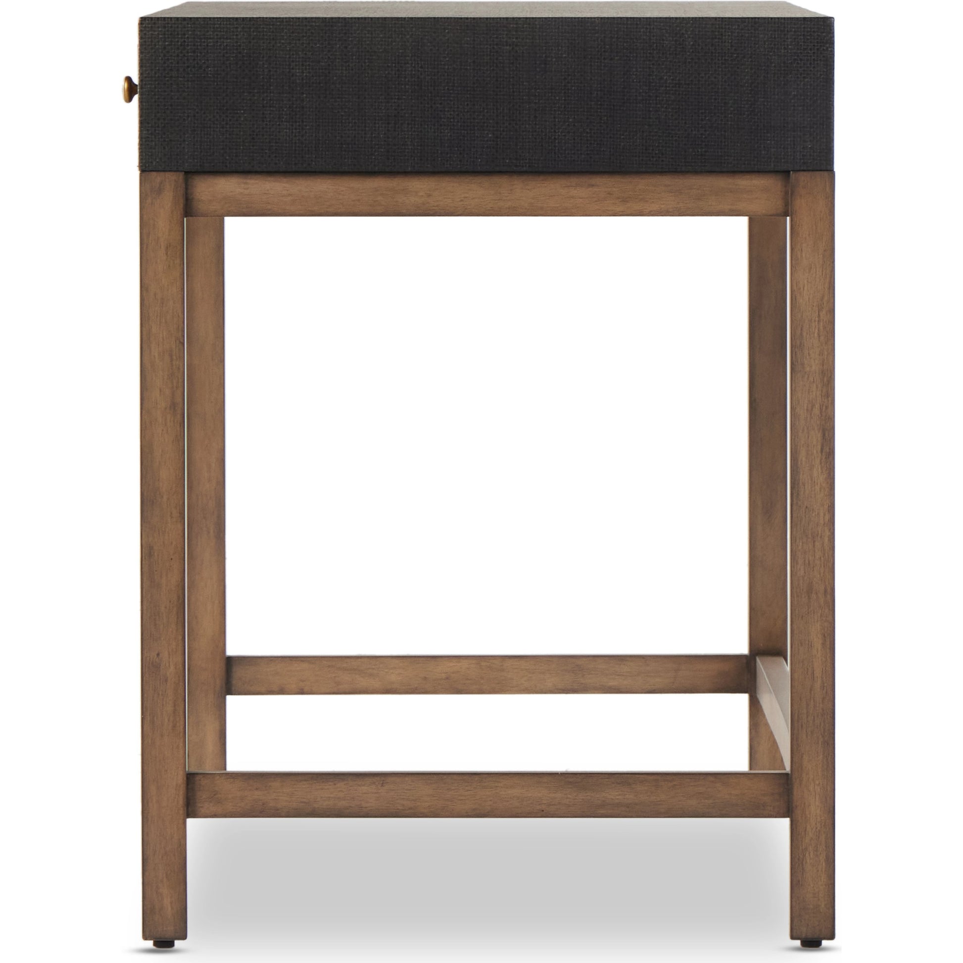 Fiona Desk by Four Hands in black raffia. Made from sugar palm, solid mahogany, iron in a modern style.