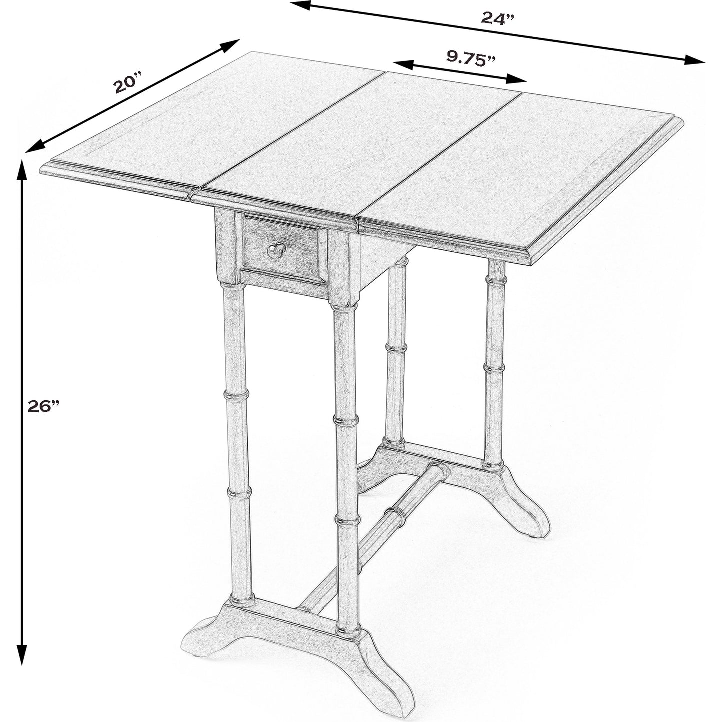 006 SI-2077696 | Additional Silo | Darrow Drop-Leaf Side Table by Butler Specialty Company. Made from poplar, cherry veneer, fiberboard, zinc alloy in a modern style.
