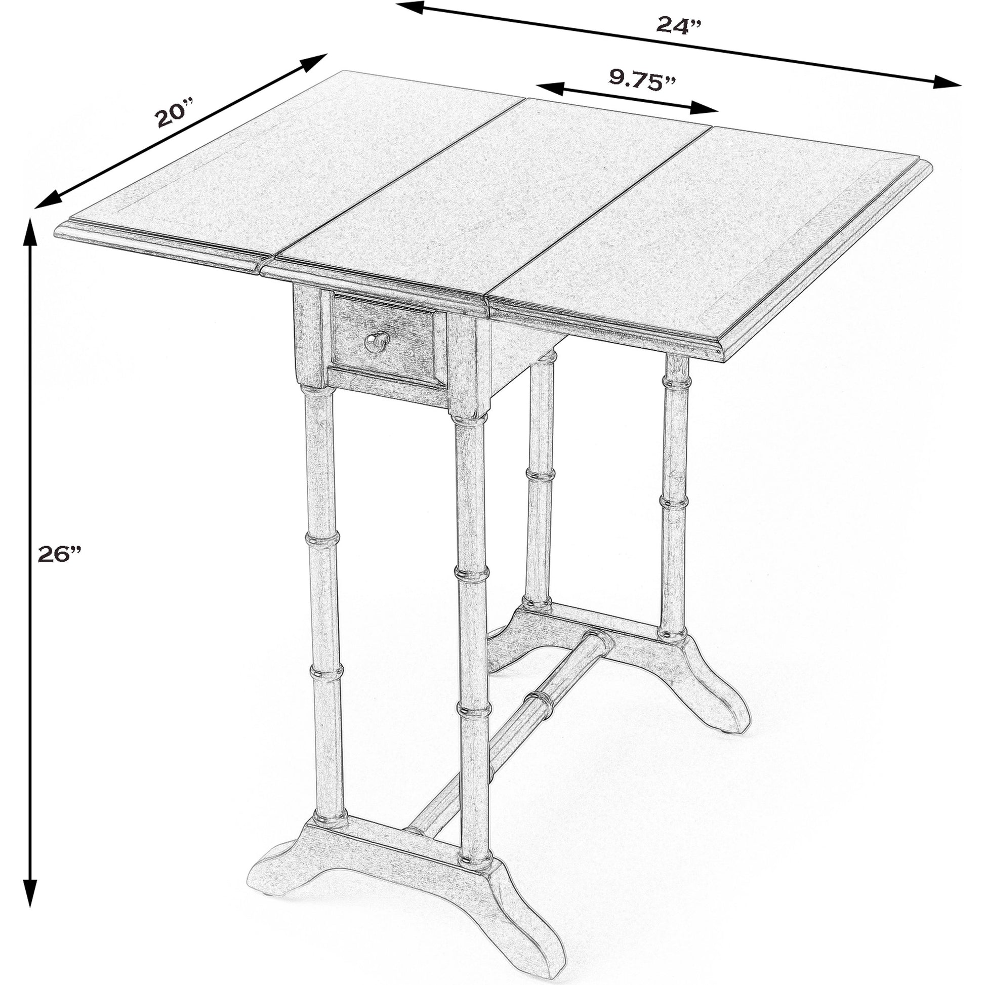 Darrow Drop-Leaf Side Table by Butler Specialty Company. Made from poplar, cherry veneer, fiberboard, zinc alloy in a modern style.