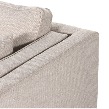 Lawrence Sofa by Four Hands in nova taupe, dark auburn. Made from 100% polyester, solid rosa morada, pine plywood in a transitional style.