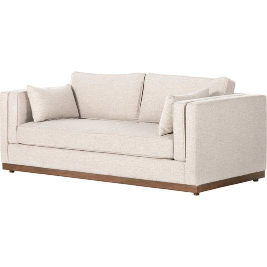 Lawrence Sofa by Four Hands in nova taupe, dark auburn. Made from 100% polyester, solid rosa morada, pine plywood in a transitional style.