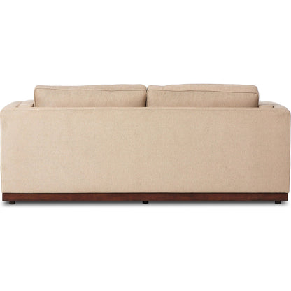 Lawrence Sofa by Four Hands in nova taupe, dark auburn. Made from 100% polyester, solid rosa morada, pine plywood in a transitional style.