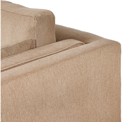 Lawrence Sofa by Four Hands in nova taupe, dark auburn. Made from 100% polyester, solid rosa morada, pine plywood in a transitional style.