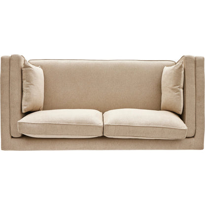 Lawrence Sofa by Four Hands in nova taupe, dark auburn. Made from 100% polyester, solid rosa morada, pine plywood in a transitional style.