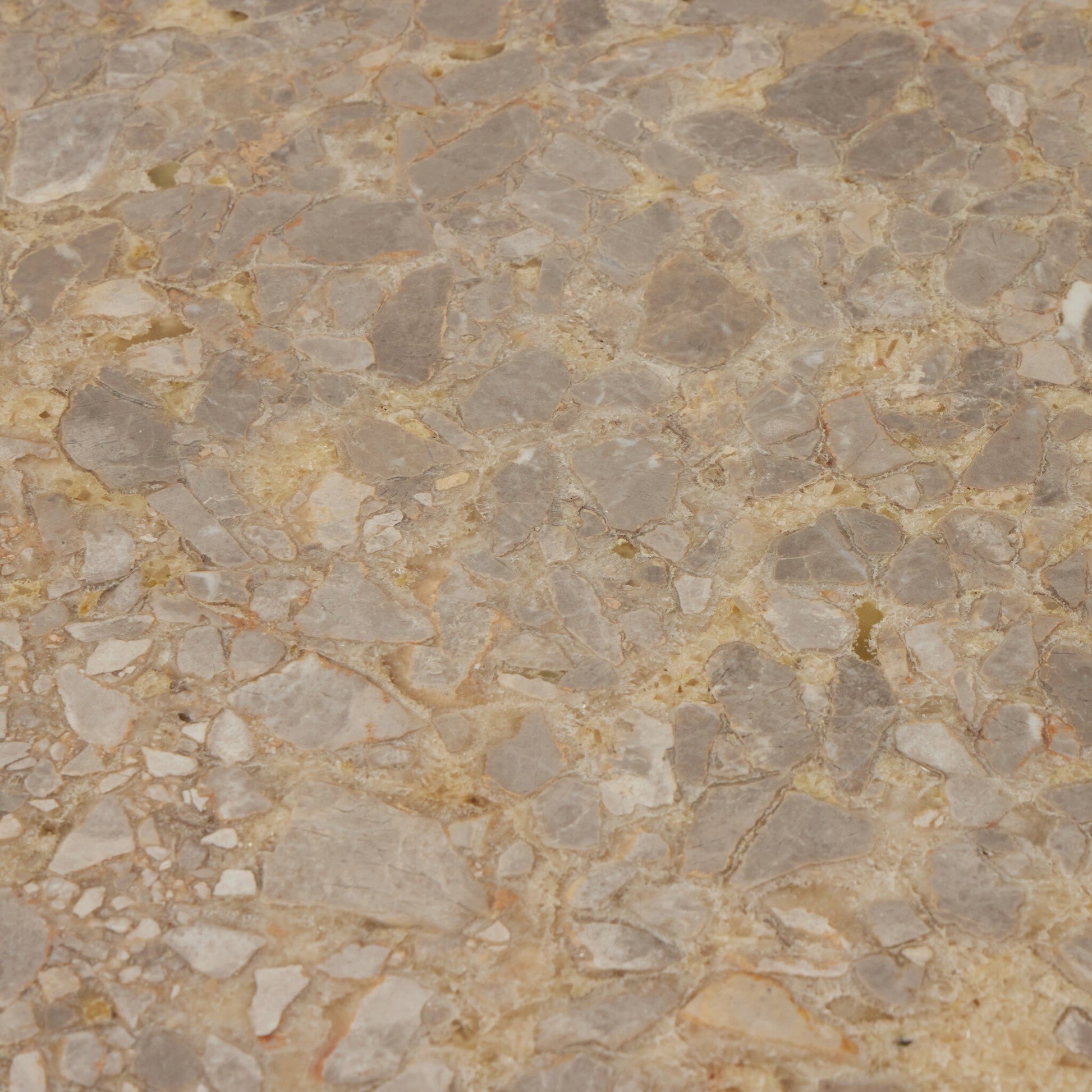 Brisa Round Dining Table by Four Hands in grey tobacco oak, dune onyx. Made from onyx, solid oak, engineered hardwood in a modern style.