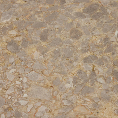 Brisa Round Dining Table by Four Hands in grey tobacco oak, dune onyx. Made from onyx, solid oak, engineered hardwood in a modern style.