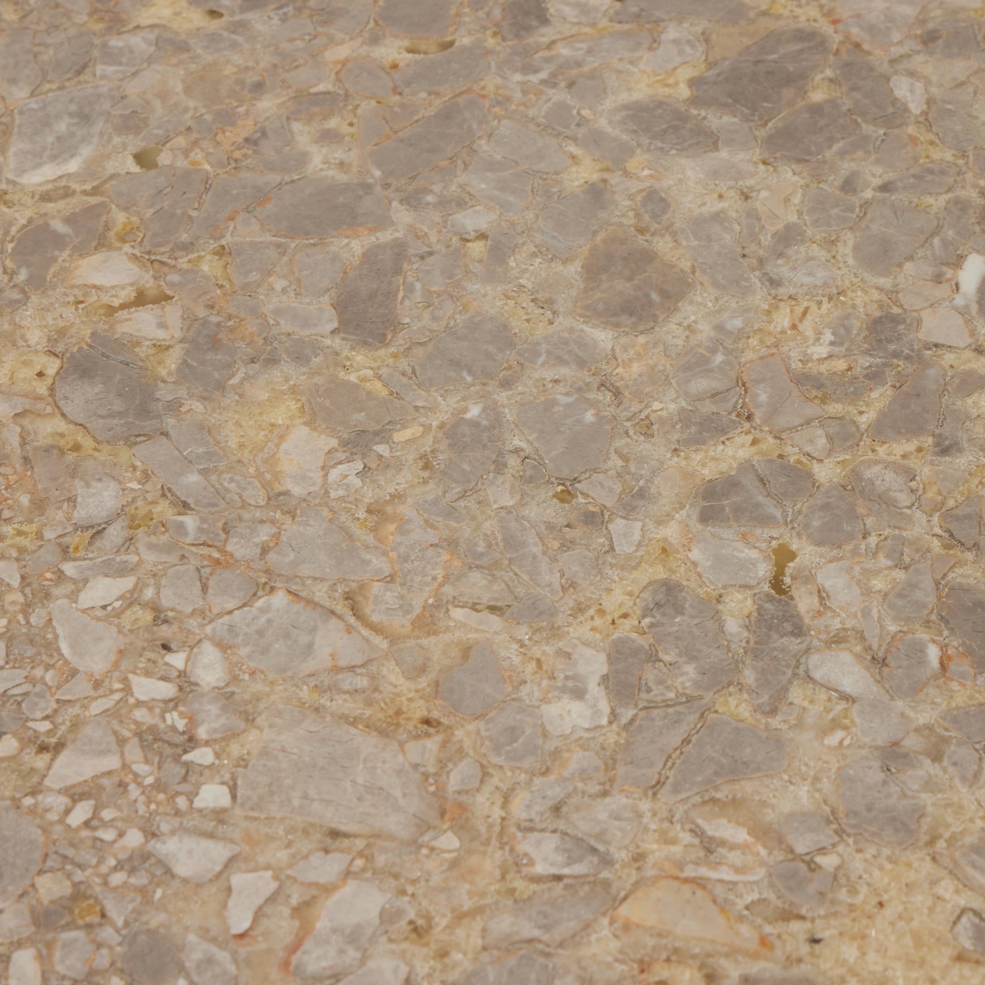 Brisa Round Dining Table by Four Hands in grey tobacco oak, dune onyx. Made from onyx, solid oak, engineered hardwood in a modern style.