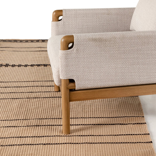 Vallarta Outdoor Rug by Four Hands in valley sand. Made from 100% polyethylene terephthalate (pet) in a modern style.