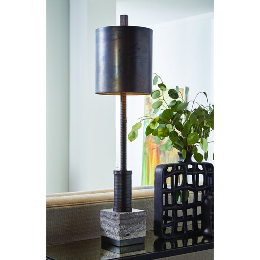 Circuit Lamp by Wildwood in scorched bronze, natural gray. Made from iron in a modern style.