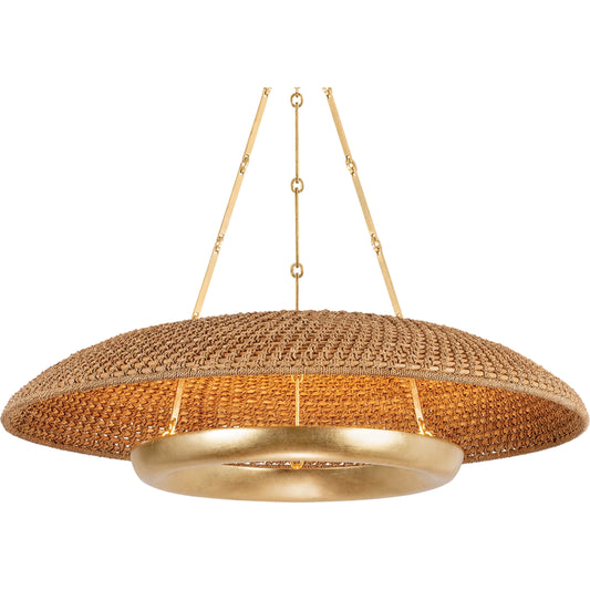 Oaklyn Pendant by Hudson Valley in vintage gold leaf. Made from iron in a unique style.