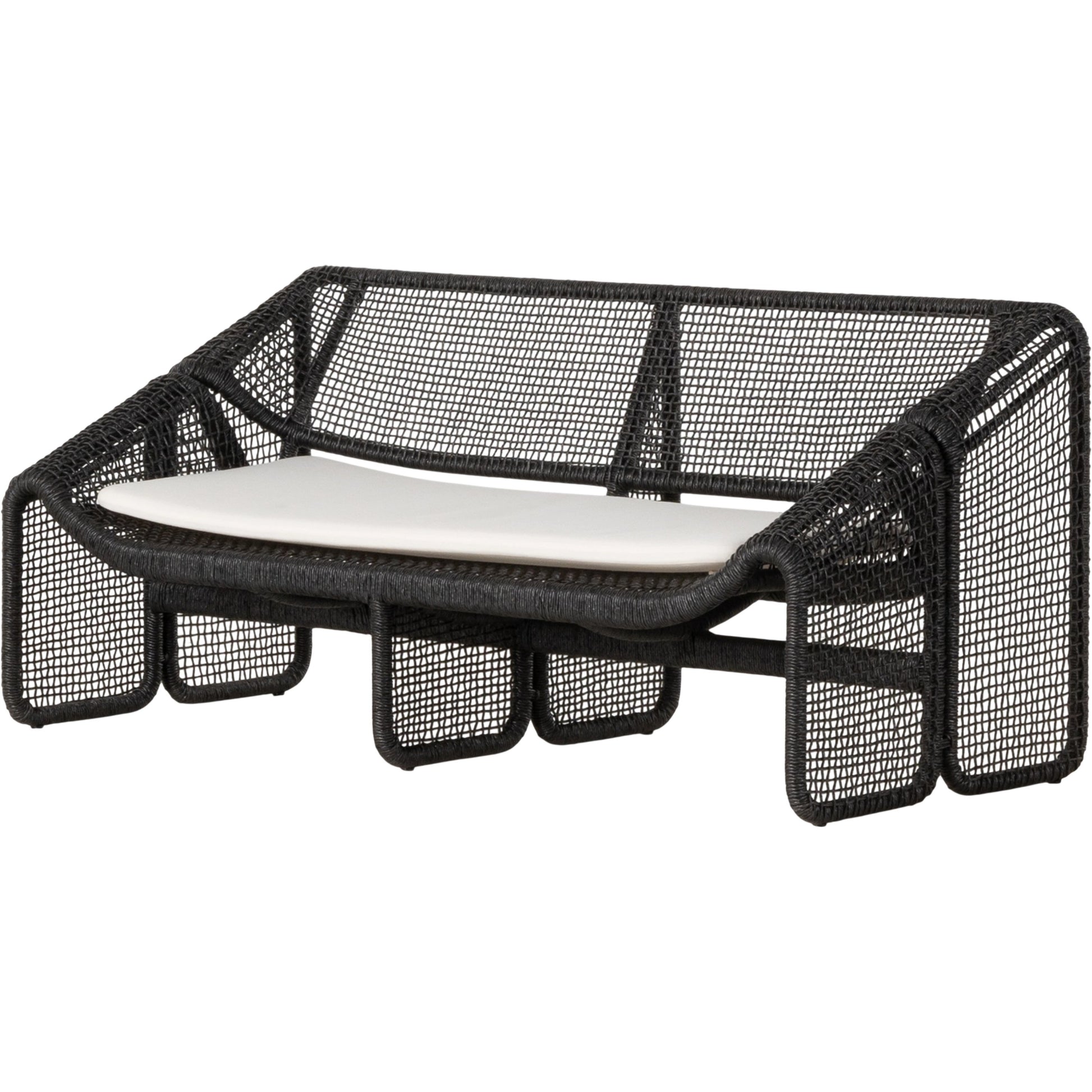 Selma Outdoor Sofa by Four Hands in venao ivory. Made from 100% olefin, 100% polyethylene, 91% polyurethane foam pad, 9% polyester fiber batting in a modern style.