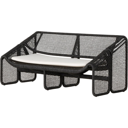 Selma Outdoor Sofa by Four Hands in venao ivory. Made from 100% olefin, 100% polyethylene, 91% polyurethane foam pad, 9% polyester fiber batting in a modern style.