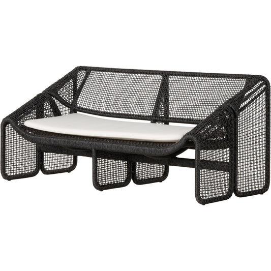 Selma Outdoor Sofa by Four Hands in venao ivory. Made from 100% olefin, 100% polyethylene, 91% polyurethane foam pad, 9% polyester fiber batting in a modern style.