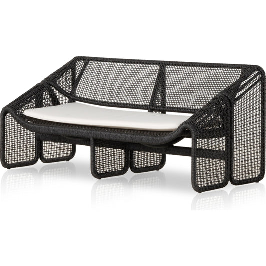 Selma Outdoor Sofa by Four Hands in venao ivory. Made from 100% olefin, 100% polyethylene, 91% polyurethane foam pad, 9% polyester fiber batting in a modern style.