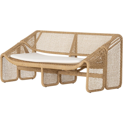 Selma Outdoor Sofa by Four Hands in venao ivory. Made from 100% olefin, 100% polyethylene, 91% polyurethane foam pad, 9% polyester fiber batting in a modern style.