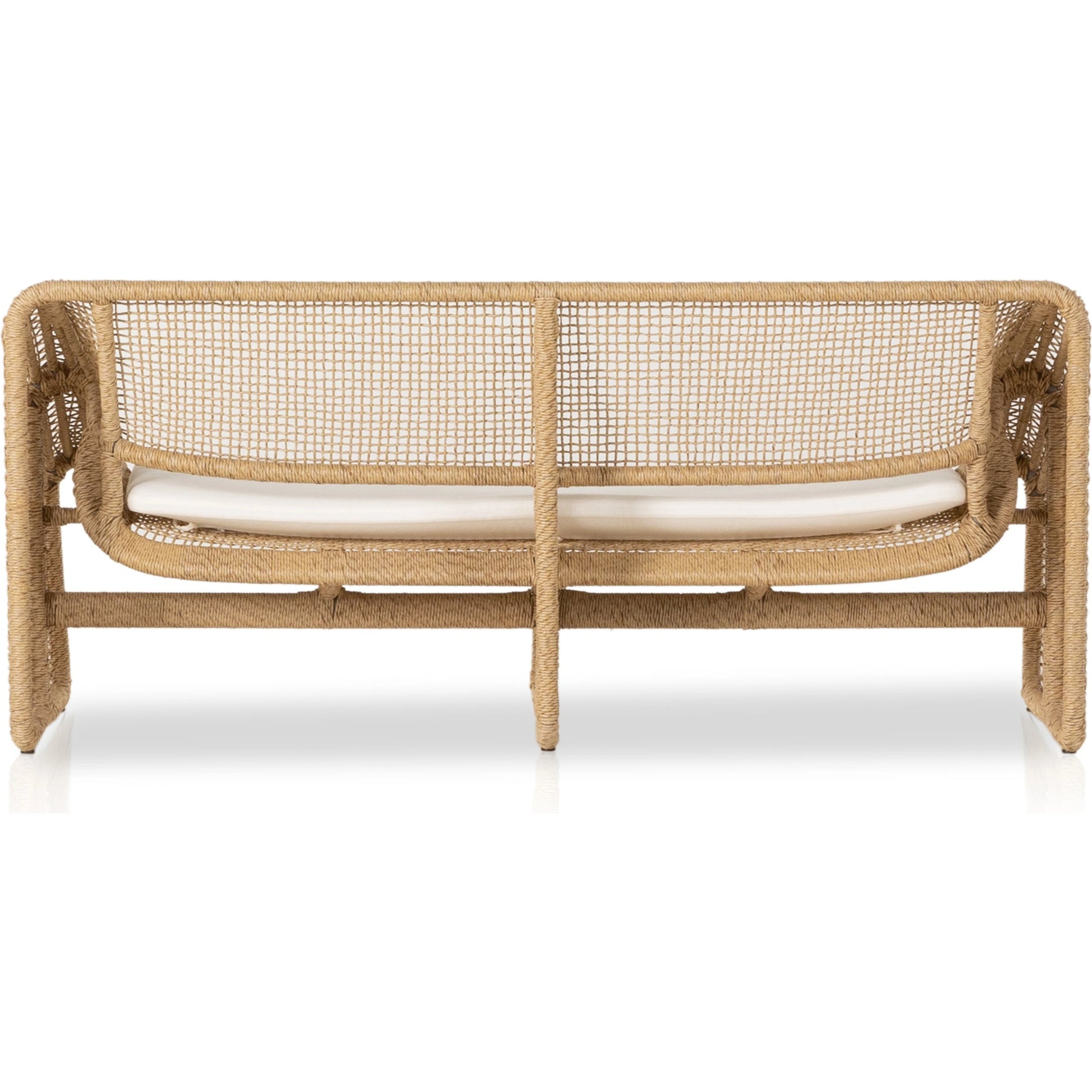 Selma Outdoor Sofa by Four Hands in venao ivory. Made from 100% olefin, 100% polyethylene, 91% polyurethane foam pad, 9% polyester fiber batting in a modern style.