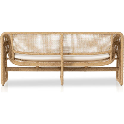 Selma Outdoor Sofa by Four Hands in venao ivory. Made from 100% olefin, 100% polyethylene, 91% polyurethane foam pad, 9% polyester fiber batting in a modern style.