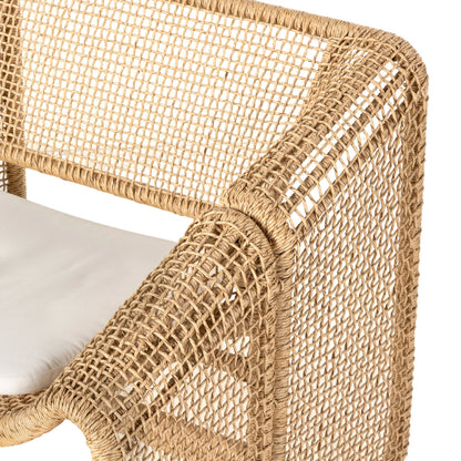 Selma Outdoor Sofa by Four Hands in venao ivory. Made from 100% olefin, 100% polyethylene, 91% polyurethane foam pad, 9% polyester fiber batting in a modern style.