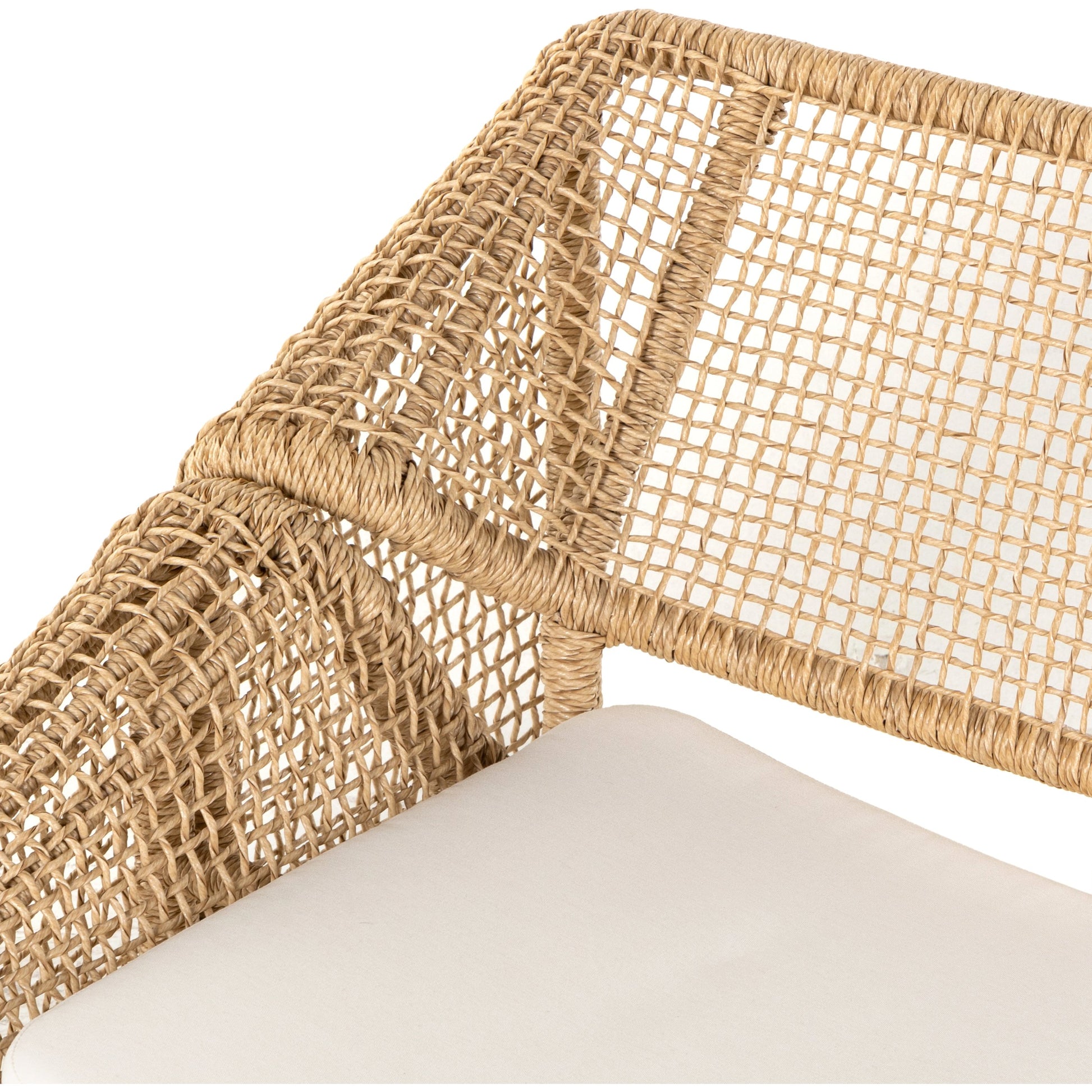 Selma Outdoor Sofa by Four Hands in venao ivory. Made from 100% olefin, 100% polyethylene, 91% polyurethane foam pad, 9% polyester fiber batting in a modern style.