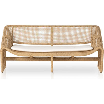 Selma Outdoor Sofa by Four Hands in venao ivory. Made from 100% olefin, 100% polyethylene, 91% polyurethane foam pad, 9% polyester fiber batting in a modern style.