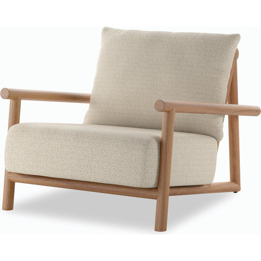 Cardiff Outdoor Chair by Four Hands in faye sand, natural teak-fsc, ivory strap. Made from 100% olefin, solid fsc®-certified teak, 100% polypropylene in a modern style.