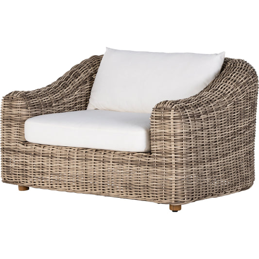 Messina Outdoor Chair by Four Hands in venao ivory, chunky sand woven. Made from 100% olefin, solid fsc®-certified teak, 100% polyethylene in a modern style.