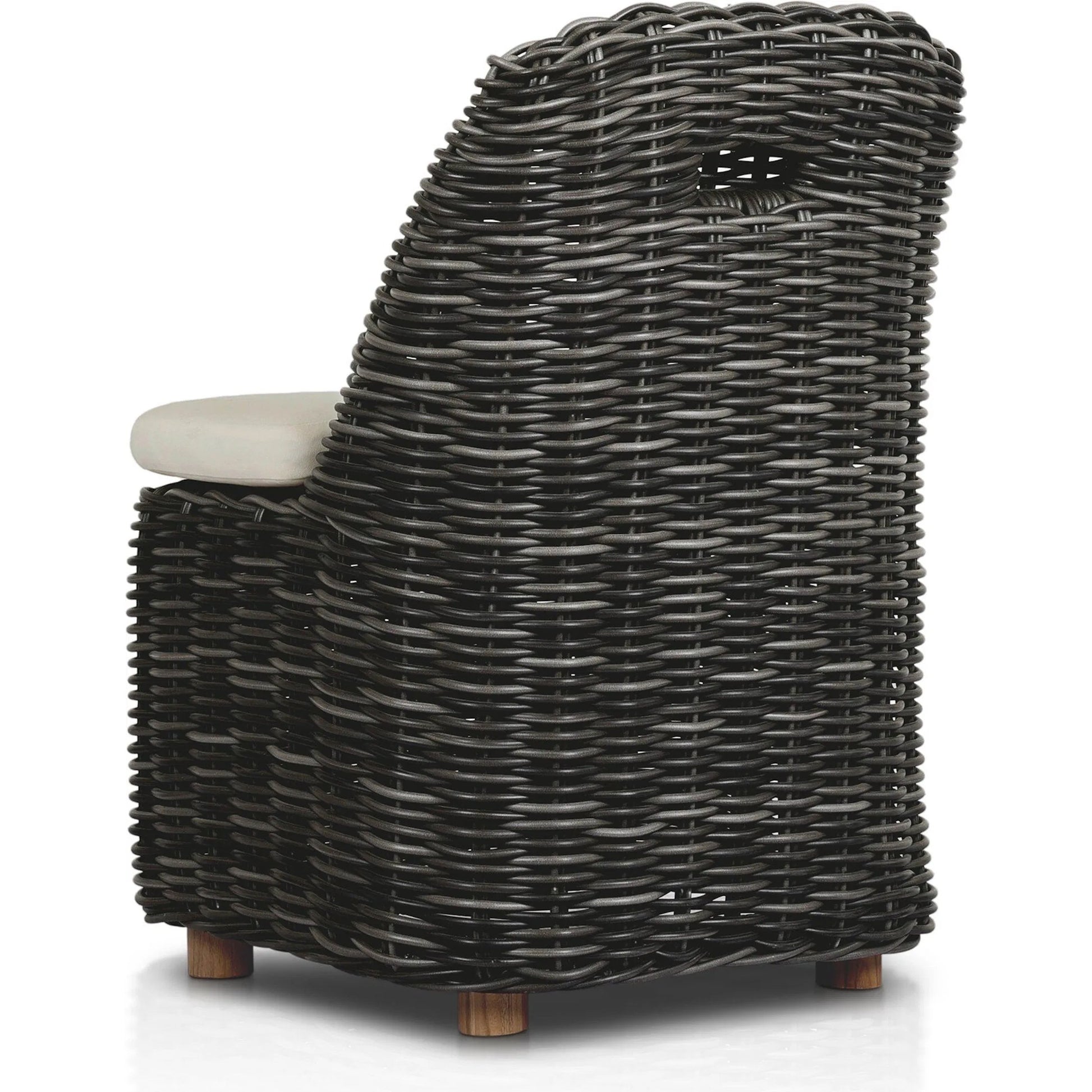 Messina Outdoor Dining Chair by Four Hands in venao ivory, natural teak-fsc, chunky charcoal woven. Made from 100% olefin, solid fsc®-certified teak, 100% polyethylene in a cottage & farmhouse style.
