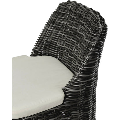 Messina Outdoor Dining Chair by Four Hands in venao ivory, natural teak-fsc, chunky charcoal woven. Made from 100% olefin, solid fsc®-certified teak, 100% polyethylene in a cottage & farmhouse style.