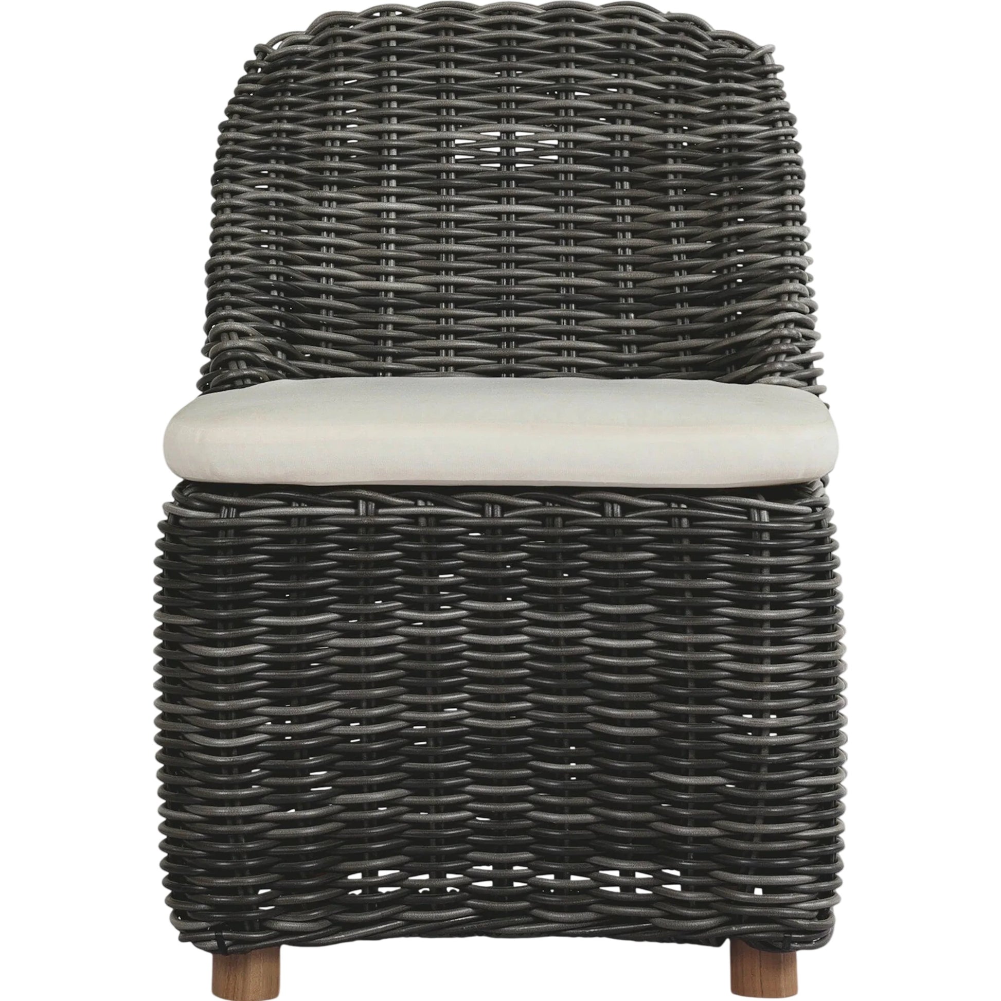 Messina Outdoor Dining Chair by Four Hands in venao ivory, natural teak-fsc, chunky charcoal woven. Made from 100% olefin, solid fsc®-certified teak, 100% polyethylene in a cottage & farmhouse style.