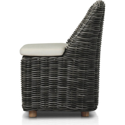 Messina Outdoor Dining Chair by Four Hands in venao ivory, natural teak-fsc, chunky charcoal woven. Made from 100% olefin, solid fsc®-certified teak, 100% polyethylene in a cottage & farmhouse style.