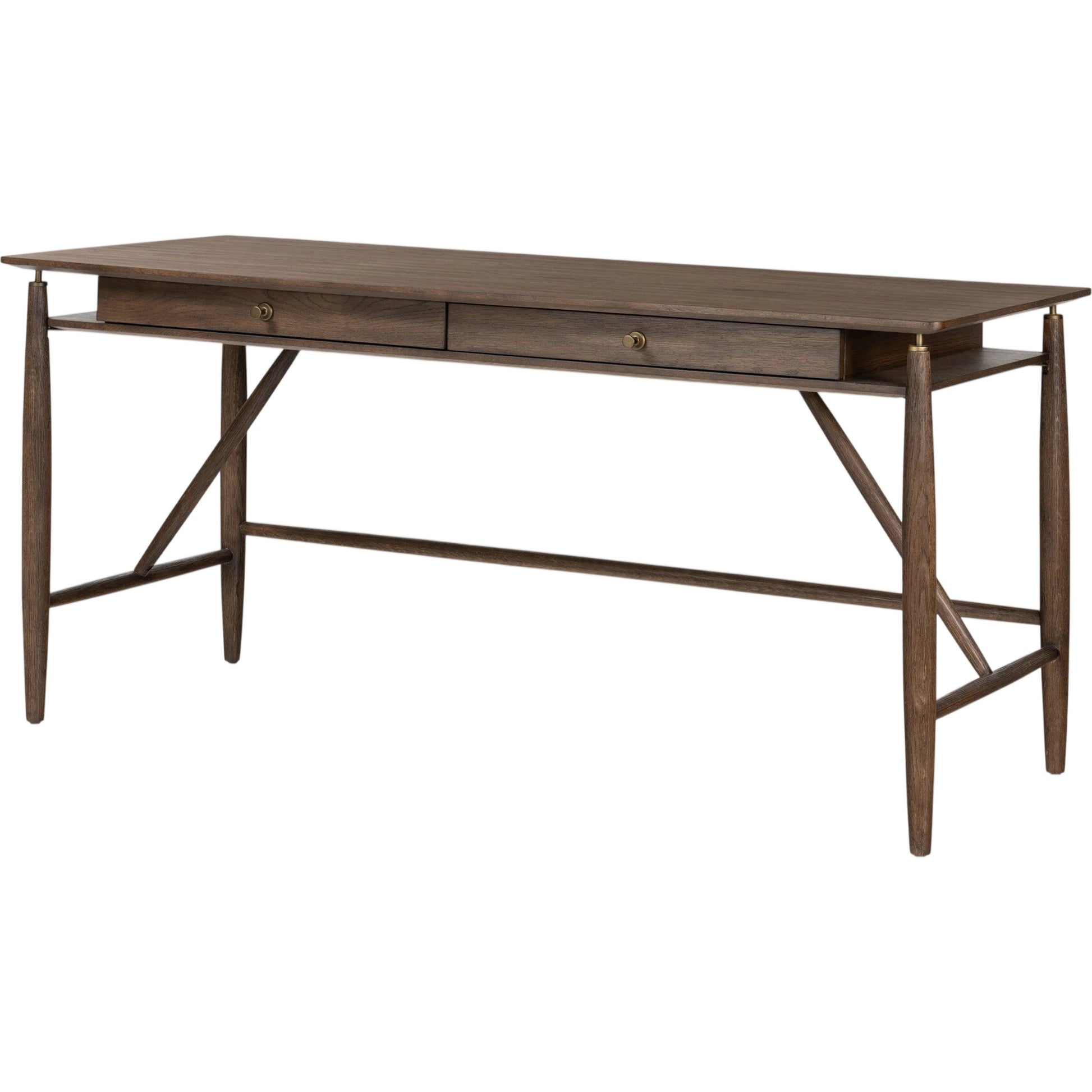 Markia Desk by Four Hands in aged oak veneer. Made from oak veneer, solid oak in a modern style.