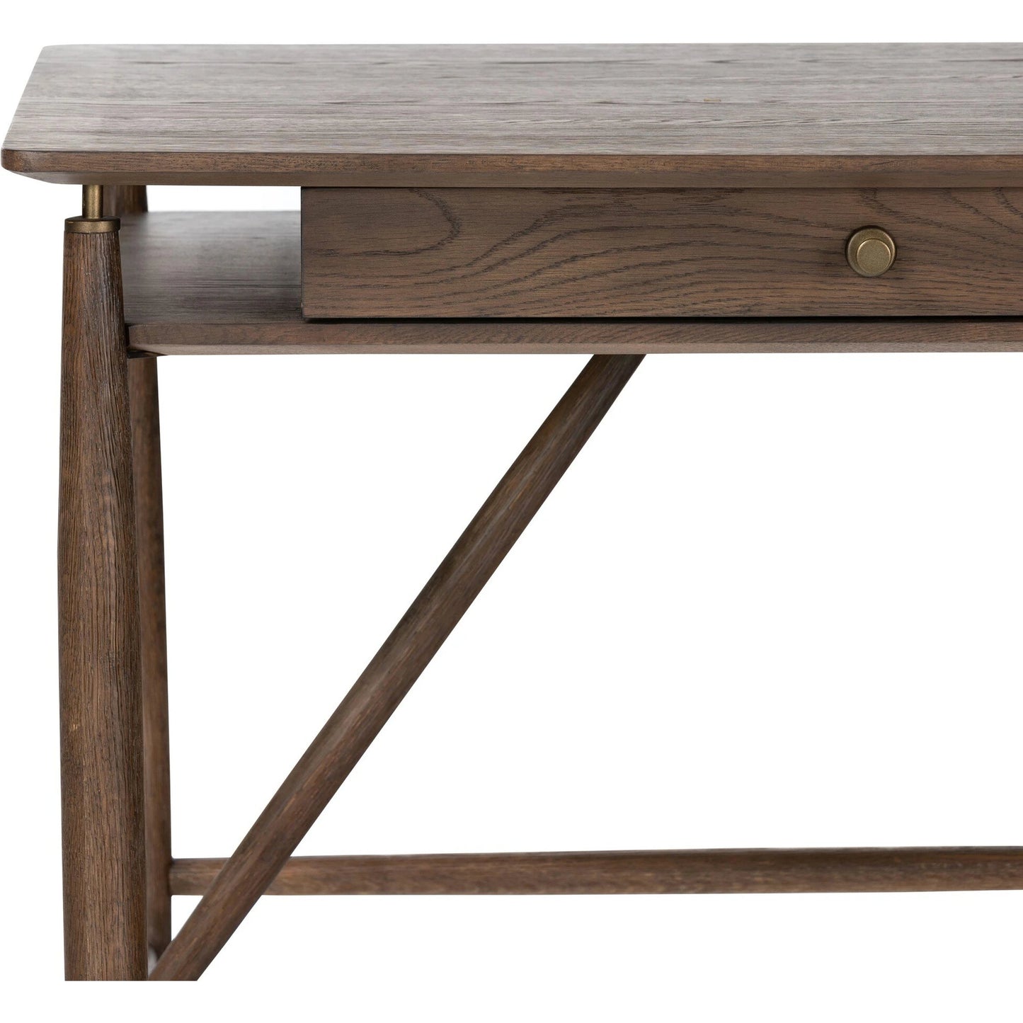 005 SI-2137493 | Closeup | Markia Desk by Four Hands in aged oak veneer. Made from oak veneer, solid oak in a modern style.