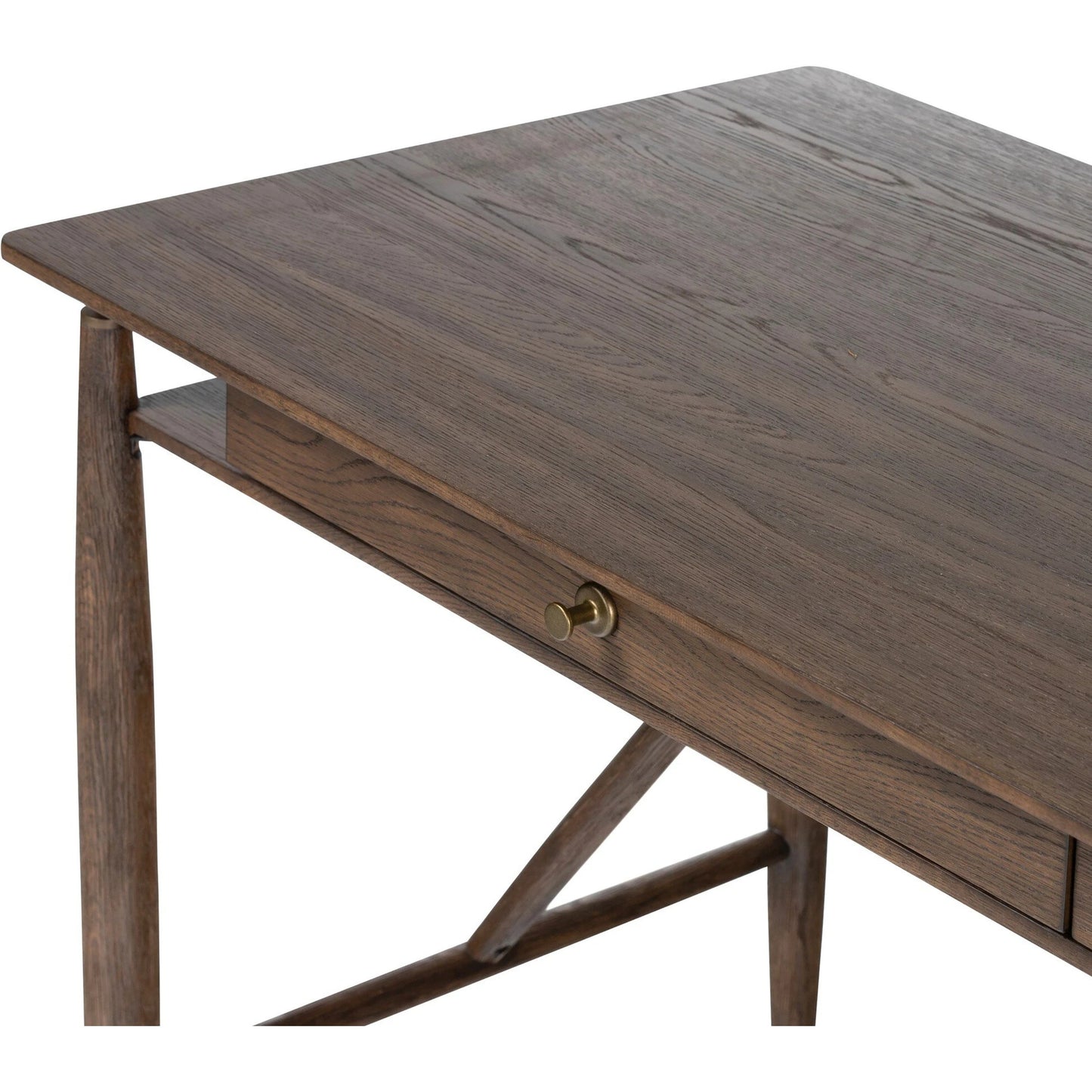 008 SI-2137493 | Closeup | Markia Desk by Four Hands in aged oak veneer. Made from oak veneer, solid oak in a modern style.