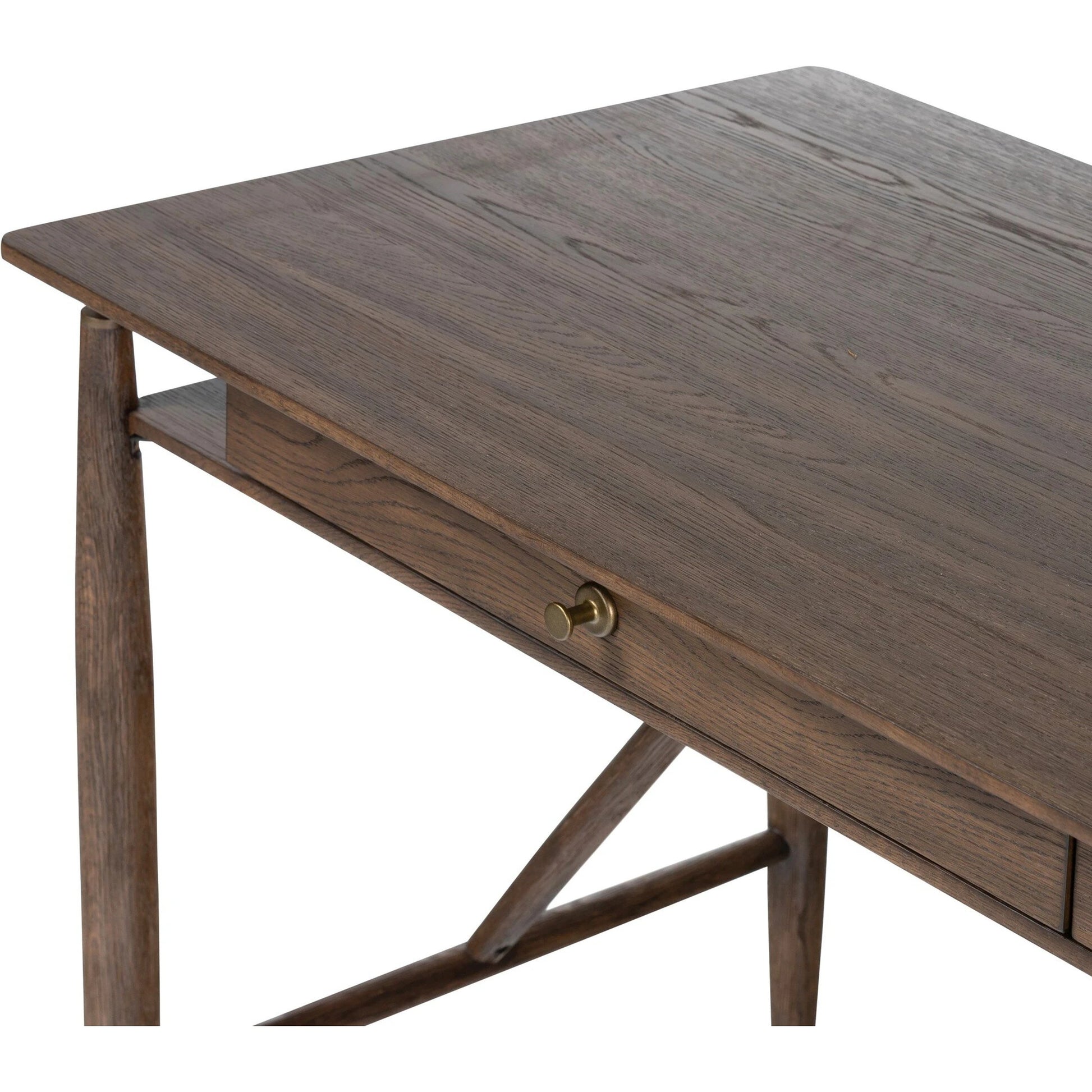 Markia Desk by Four Hands in aged oak veneer. Made from oak veneer, solid oak in a modern style.