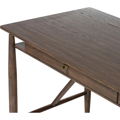 Markia Desk by Four Hands in aged oak veneer. Made from oak veneer, solid oak in a modern style.