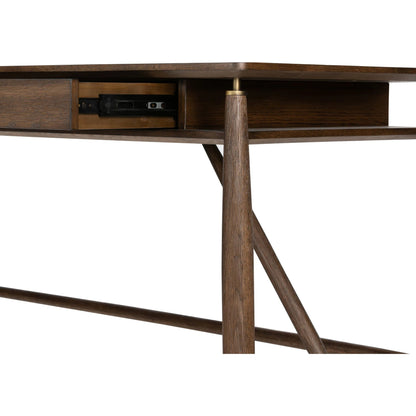 Markia Desk by Four Hands in aged oak veneer. Made from oak veneer, solid oak in a modern style.