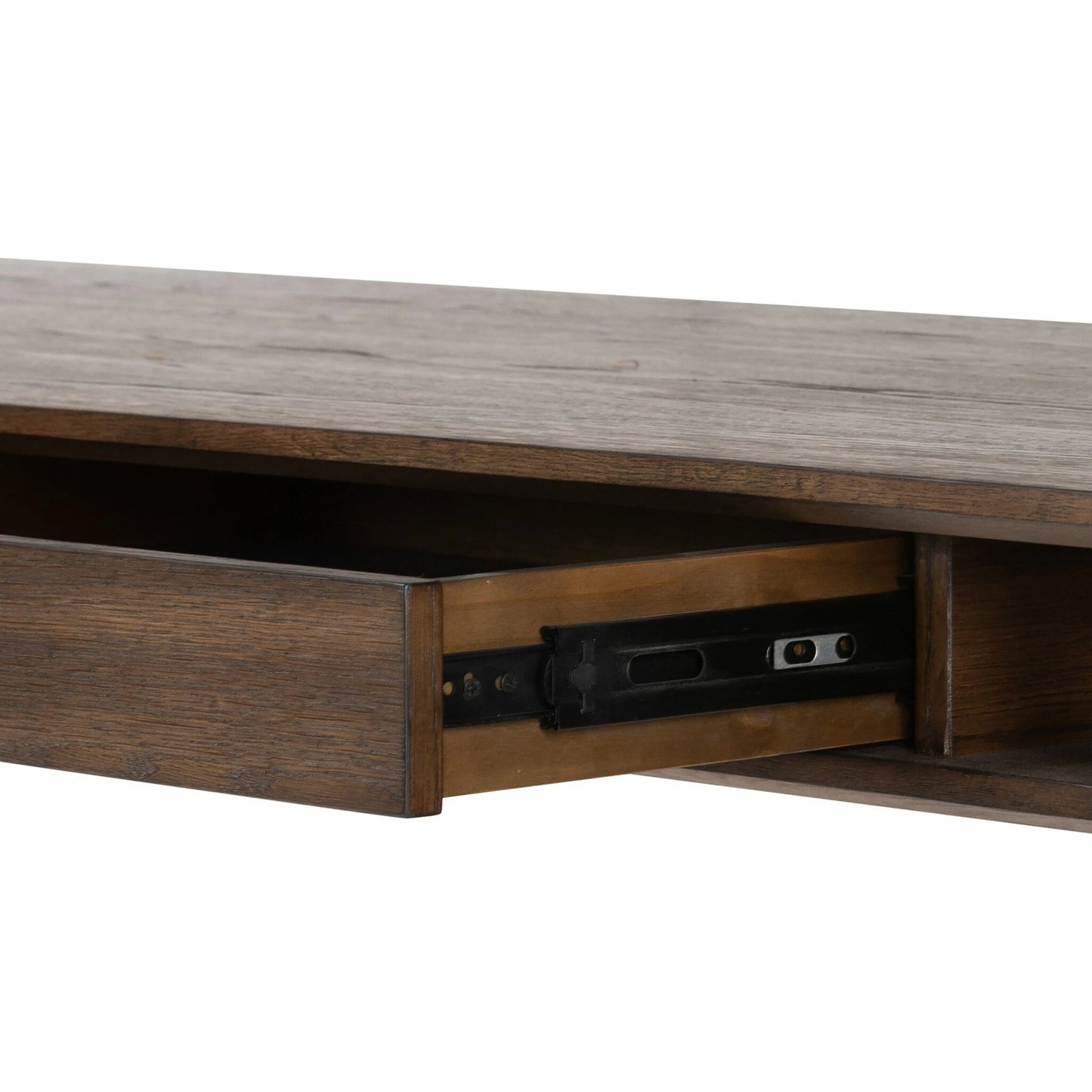 012 SI-2137493 | Closeup | Markia Desk by Four Hands in aged oak veneer. Made from oak veneer, solid oak in a modern style.