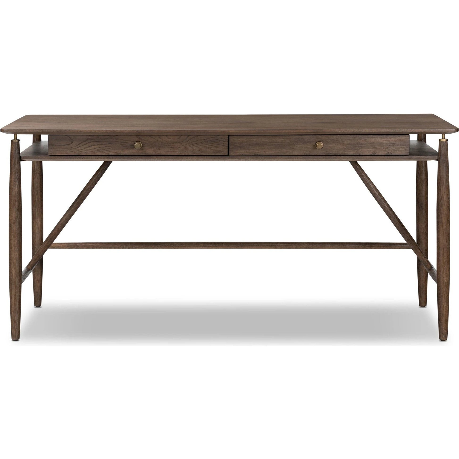 Markia Desk by Four Hands in aged oak veneer. Made from oak veneer, solid oak in a modern style.