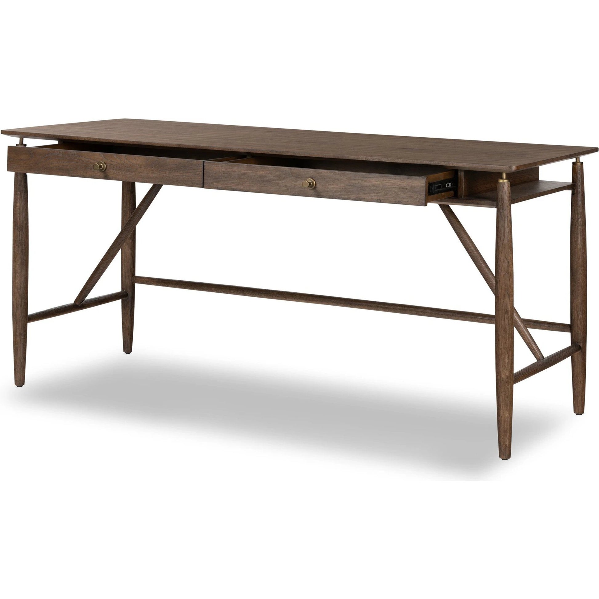 Markia Desk by Four Hands in aged oak veneer. Made from oak veneer, solid oak in a modern style.
