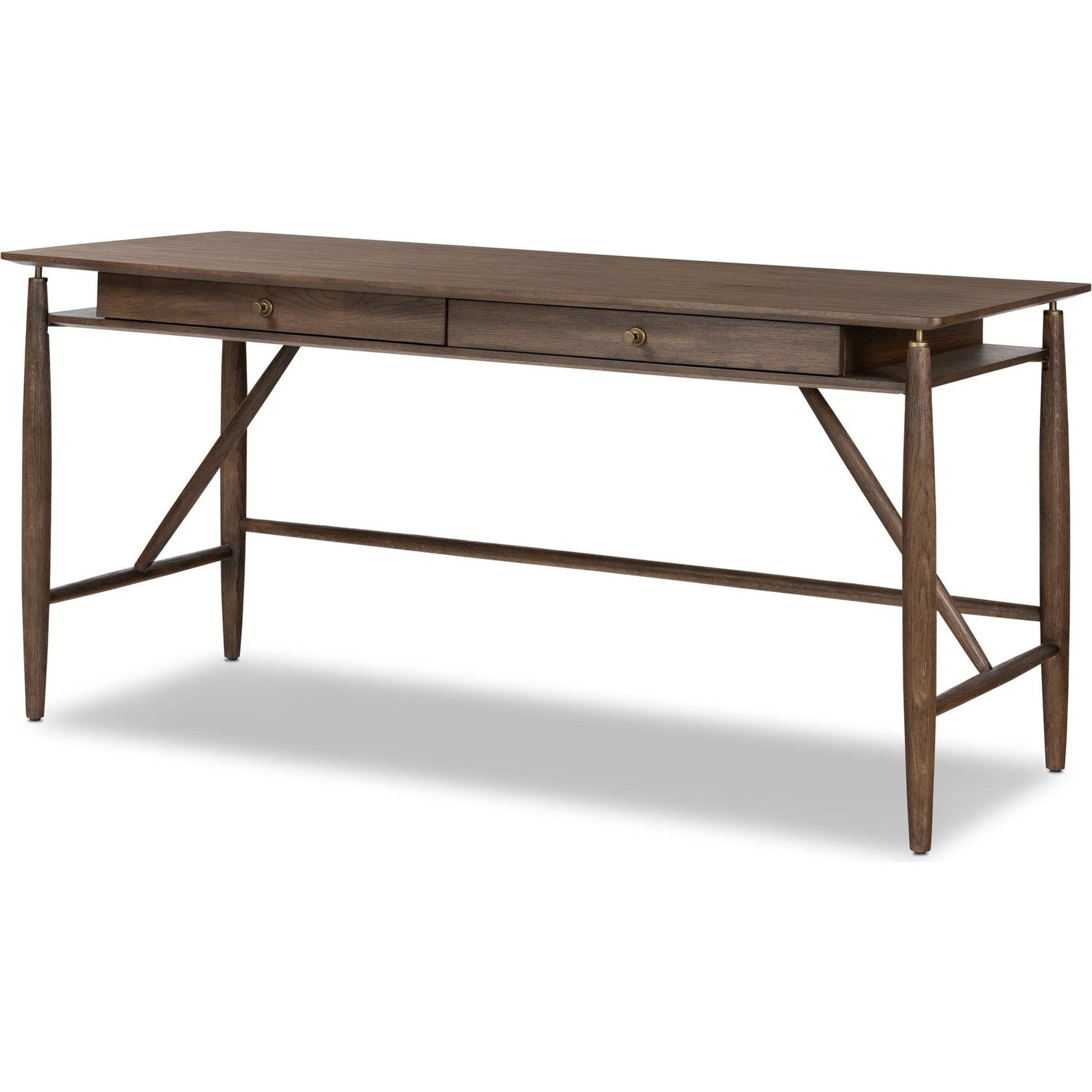 Markia Desk by Four Hands in aged oak veneer. Made from oak veneer, solid oak in a modern style.